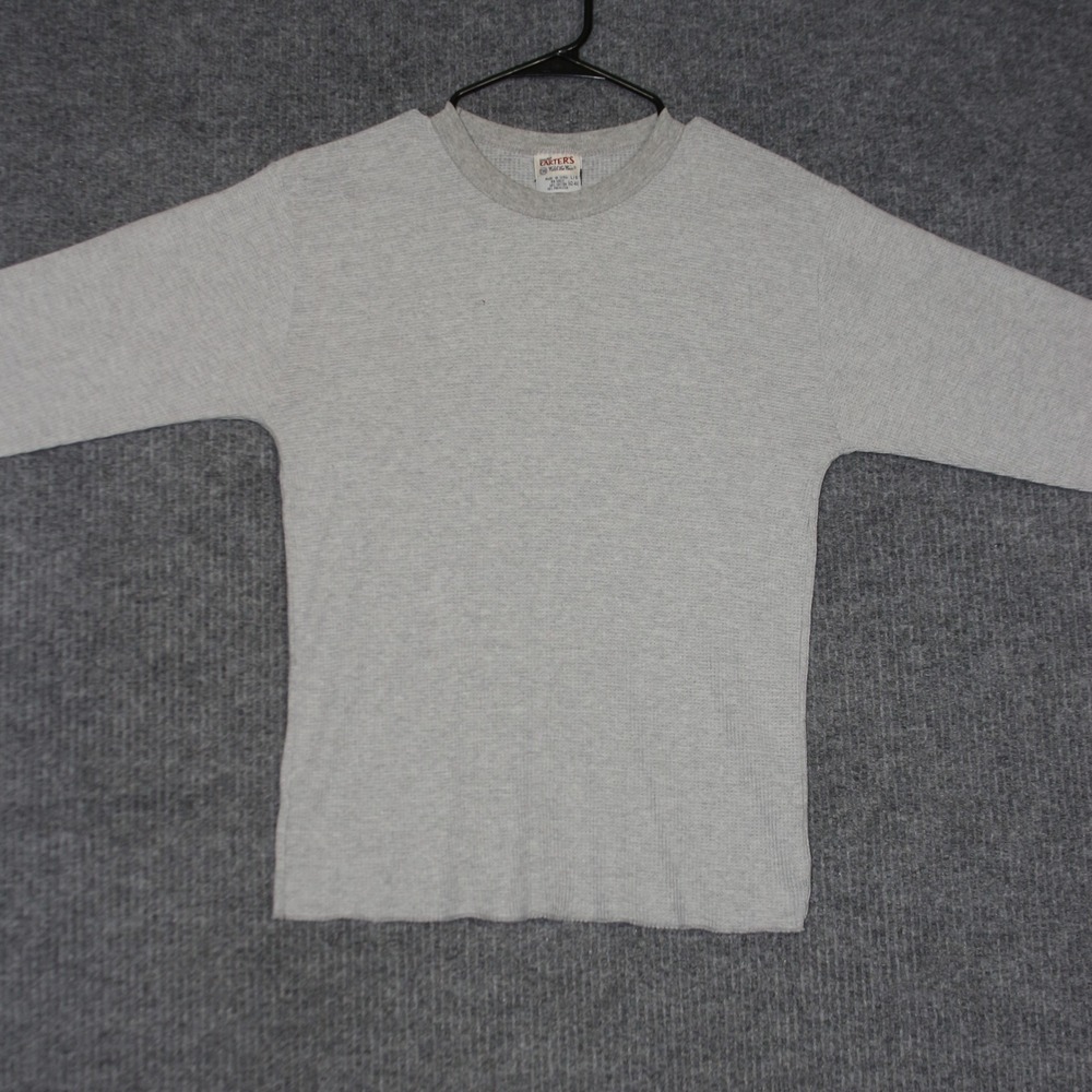 Carters Watch The Wear Sweatshirt Mens L Light Gray Long Sleeve Thermal Knit Y2K